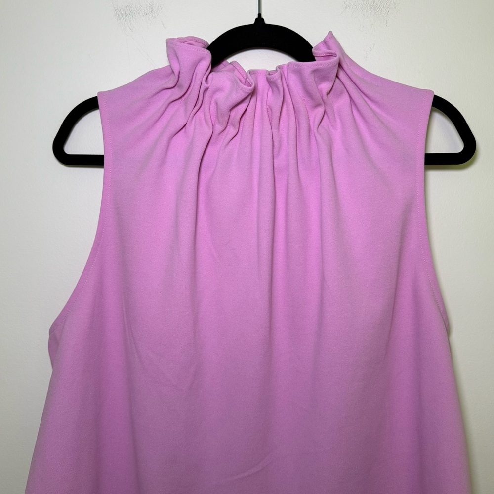 Ann Taylor Preppy Modest Sleeveless Blouse Ruffle Gathered Neckline Size XL - Picture 2 of 8